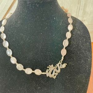 Rose quartz gemstone necklace